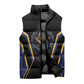 Personalized Prince Hall Freemasonry Sleeveless Puffer Jacket Royal Blue Gold Masonic Geometric Legacy Graphic