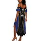 Personalized Prince Hall Freemasonry Summer Maxi Dress Royal Blue Gold Masonic Geometric Legacy Graphic