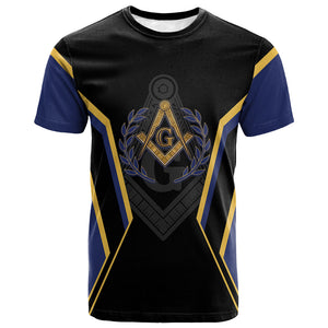 Personalized Prince Hall Freemasonry T shirt Royal Blue Gold Masonic Geometric Legacy Graphic