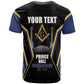 Personalized Prince Hall Freemasonry T shirt Royal Blue Gold Masonic Geometric Legacy Graphic