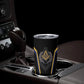Personalized Prince Hall Freemasonry Tumbler Cup Royal Blue Gold Masonic Geometric Legacy Graphic
