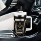 Personalized Prince Hall Freemasonry Tumbler With Handle Royal Blue Gold Masonic Geometric Legacy Graphic