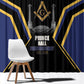 Personalized Prince Hall Freemasonry Window Curtain Royal Blue Gold Masonic Geometric Legacy Graphic