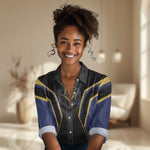 Personalized Prince Hall Freemasonry Women Casual Shirt Royal Blue Gold Masonic Geometric Legacy Graphic