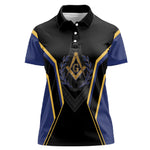 Personalized Prince Hall Freemasonry Women Polo Shirt Royal Blue Gold Masonic Geometric Legacy Graphic