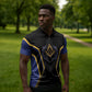 Personalized Prince Hall Freemasonry Zipper Polo Shirt Royal Blue Gold Masonic Geometric Legacy Graphic