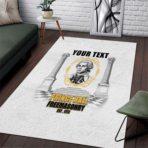Personalized Prince Hall Freemasonry Area Rug Masonic Square And Compass Vintage Gold Pillar Illustration