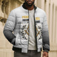 Personalized Prince Hall Freemasonry Bomber Puffer Jacket Masonic Square And Compass Vintage Gold Pillar Illustration