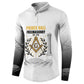 Personalized Prince Hall Freemasonry Button Sweatshirt Masonic Square And Compass Vintage Gold Pillar Illustration