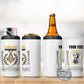 Personalized Prince Hall Freemasonry 4 in 1 Can Cooler Tumbler Masonic Square And Compass Vintage Gold Pillar Illustration