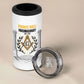 Personalized Prince Hall Freemasonry 4 in 1 Can Cooler Tumbler Masonic Square And Compass Vintage Gold Pillar Illustration