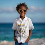 Personalized Prince Hall Freemasonry Kid Hawaiian Shirt Masonic Square And Compass Vintage Gold Pillar Illustration