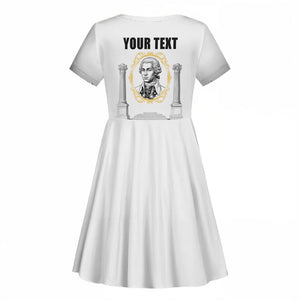 Personalized Prince Hall Freemasonry Kid Short Sleeve Dress Masonic Square And Compass Vintage Gold Pillar Illustration