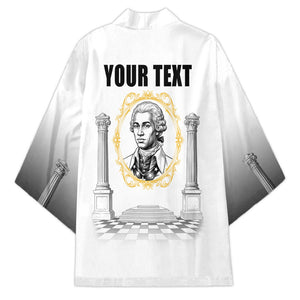 Personalized Prince Hall Freemasonry Kimono Masonic Square And Compass Vintage Gold Pillar Illustration