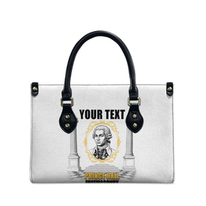 Personalized Prince Hall Freemasonry Leather Bag Masonic Square And Compass Vintage Gold Pillar Illustration