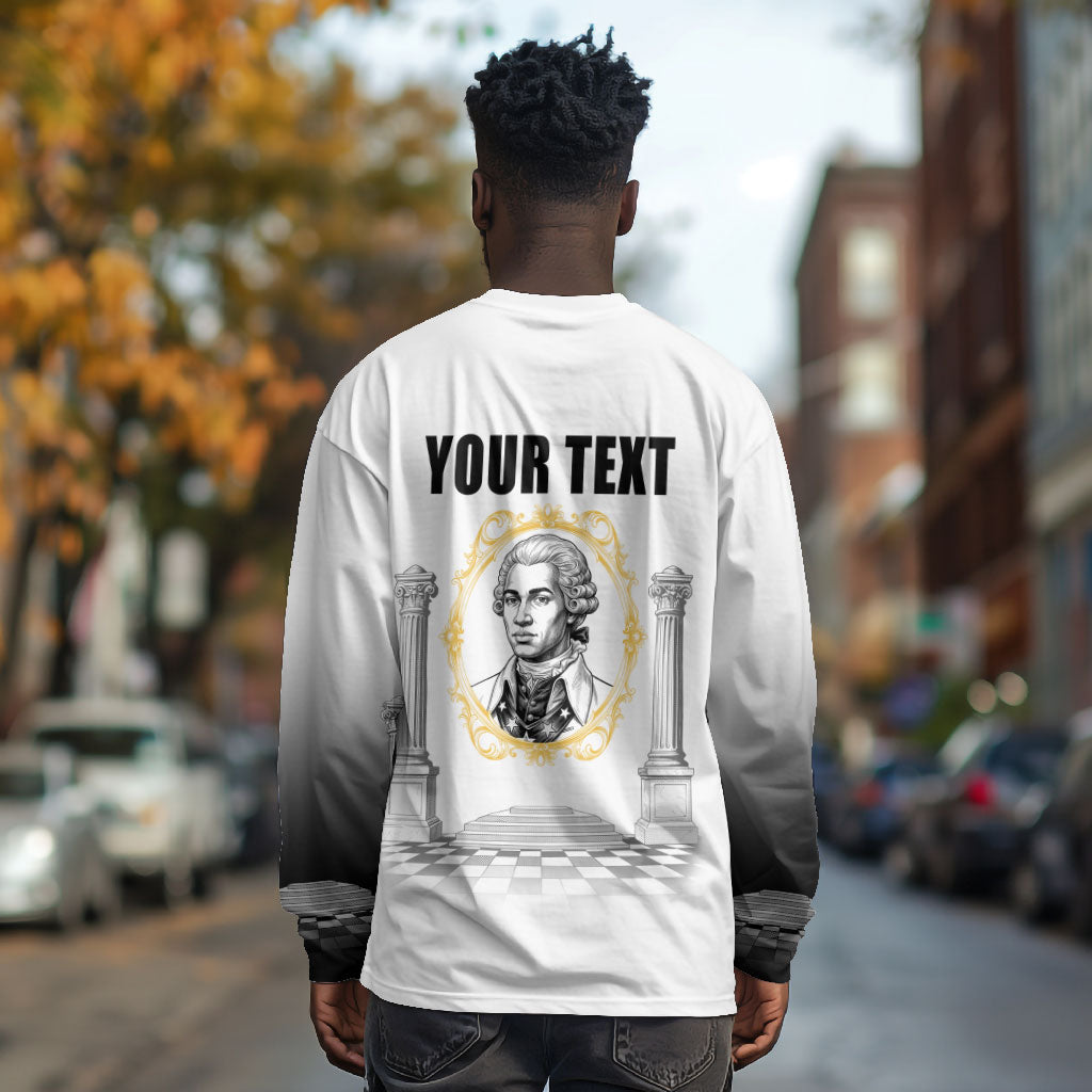 Personalized Prince Hall Freemasonry Long Sleeve Shirt Masonic Square And Compass Vintage Gold Pillar Illustration