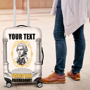 Personalized Prince Hall Freemasonry Luggage Cover Masonic Square And Compass Vintage Gold Pillar Illustration