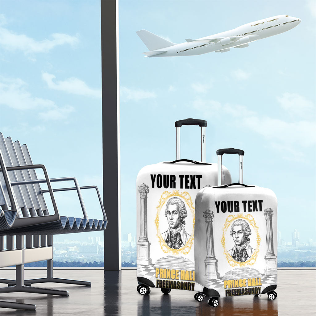 Personalized Prince Hall Freemasonry Luggage Cover Masonic Square And Compass Vintage Gold Pillar Illustration