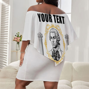Personalized Prince Hall Freemasonry Off Shoulder Short Dress Masonic Square And Compass Vintage Gold Pillar Illustration
