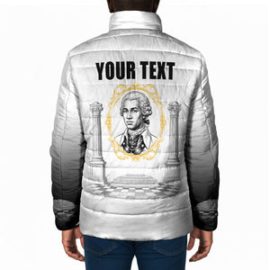 Personalized Prince Hall Freemasonry Padded Jacket Masonic Square And Compass Vintage Gold Pillar Illustration