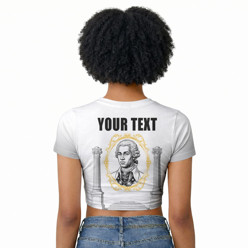 Personalized Prince Hall Freemasonry Raglan Cropped T shirt Masonic Square And Compass Vintage Gold Pillar Illustration