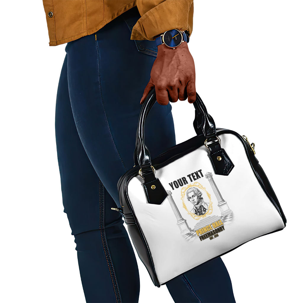 Personalized Prince Hall Freemasonry Shoulder Handbag Masonic Square And Compass Vintage Gold Pillar Illustration
