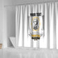 Personalized Prince Hall Freemasonry Shower Curtain Masonic Square And Compass Vintage Gold Pillar Illustration