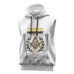 Personalized Prince Hall Freemasonry Sleeveless Hoodie Masonic Square And Compass Vintage Gold Pillar Illustration