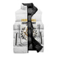 Personalized Prince Hall Freemasonry Sleeveless Puffer Jacket Masonic Square And Compass Vintage Gold Pillar Illustration