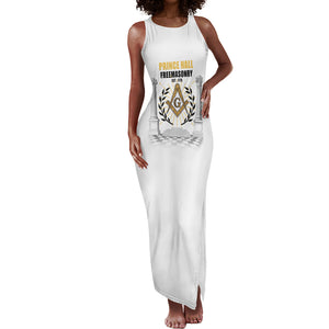 Personalized Prince Hall Freemasonry Tank Maxi Dress Masonic Square And Compass Vintage Gold Pillar Illustration