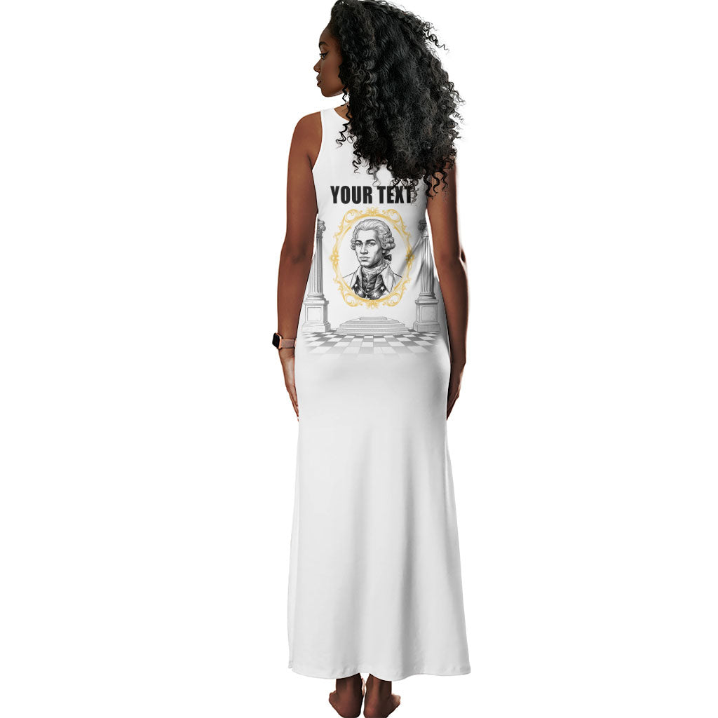 Personalized Prince Hall Freemasonry Tank Maxi Dress Masonic Square And Compass Vintage Gold Pillar Illustration