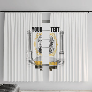 Personalized Prince Hall Freemasonry Window Curtain Masonic Square And Compass Vintage Gold Pillar Illustration