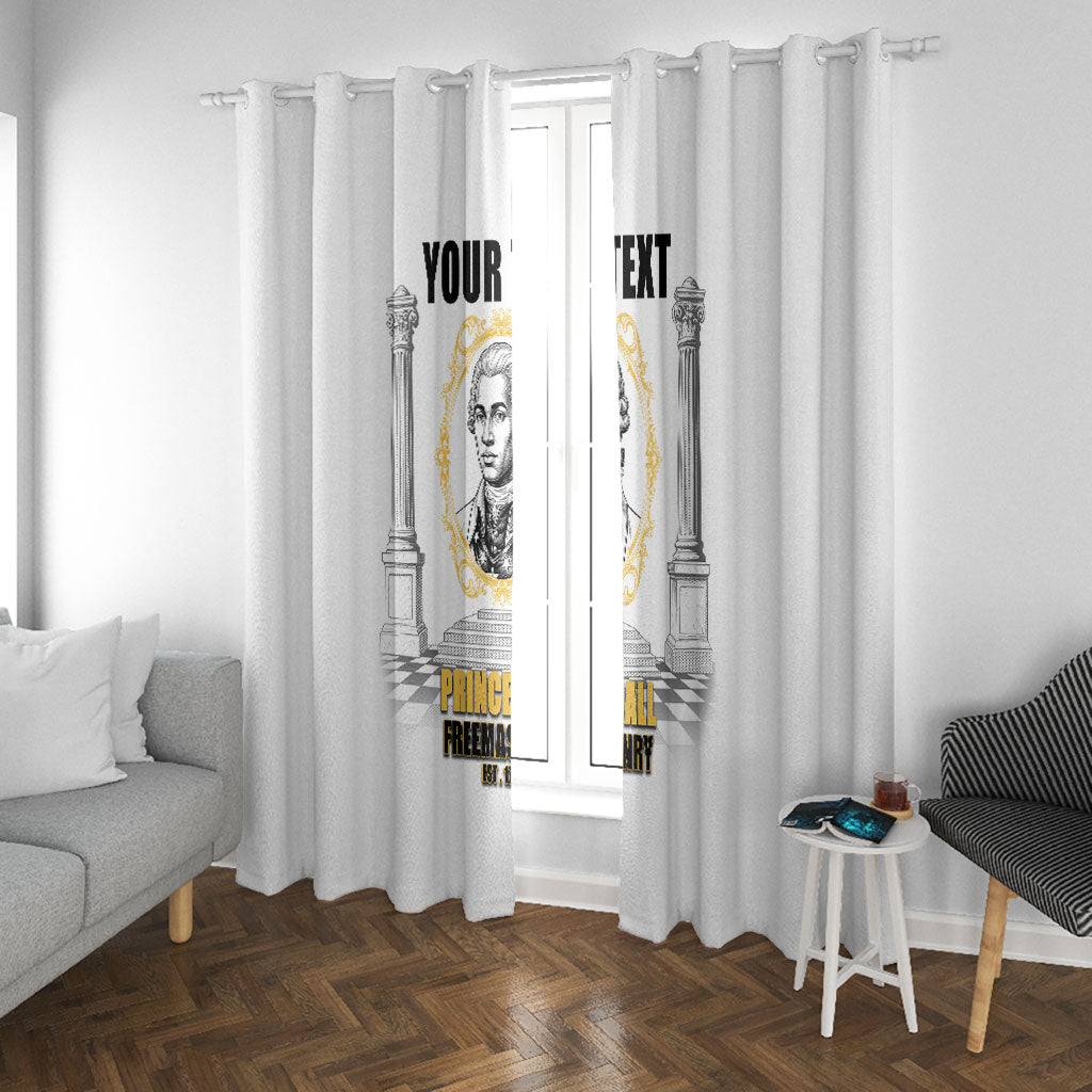 Personalized Prince Hall Freemasonry Window Curtain Masonic Square And Compass Vintage Gold Pillar Illustration