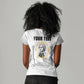 Personalized Prince Hall Freemasonry Women V-Neck T-Shirt Masonic Square And Compass Vintage Gold Pillar Illustration