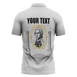 Personalized Prince Hall Freemasonry Zipper Polo Shirt Masonic Square And Compass Vintage Gold Pillar Illustration