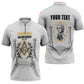 Personalized Prince Hall Freemasonry Zipper Polo Shirt Masonic Square And Compass Vintage Gold Pillar Illustration
