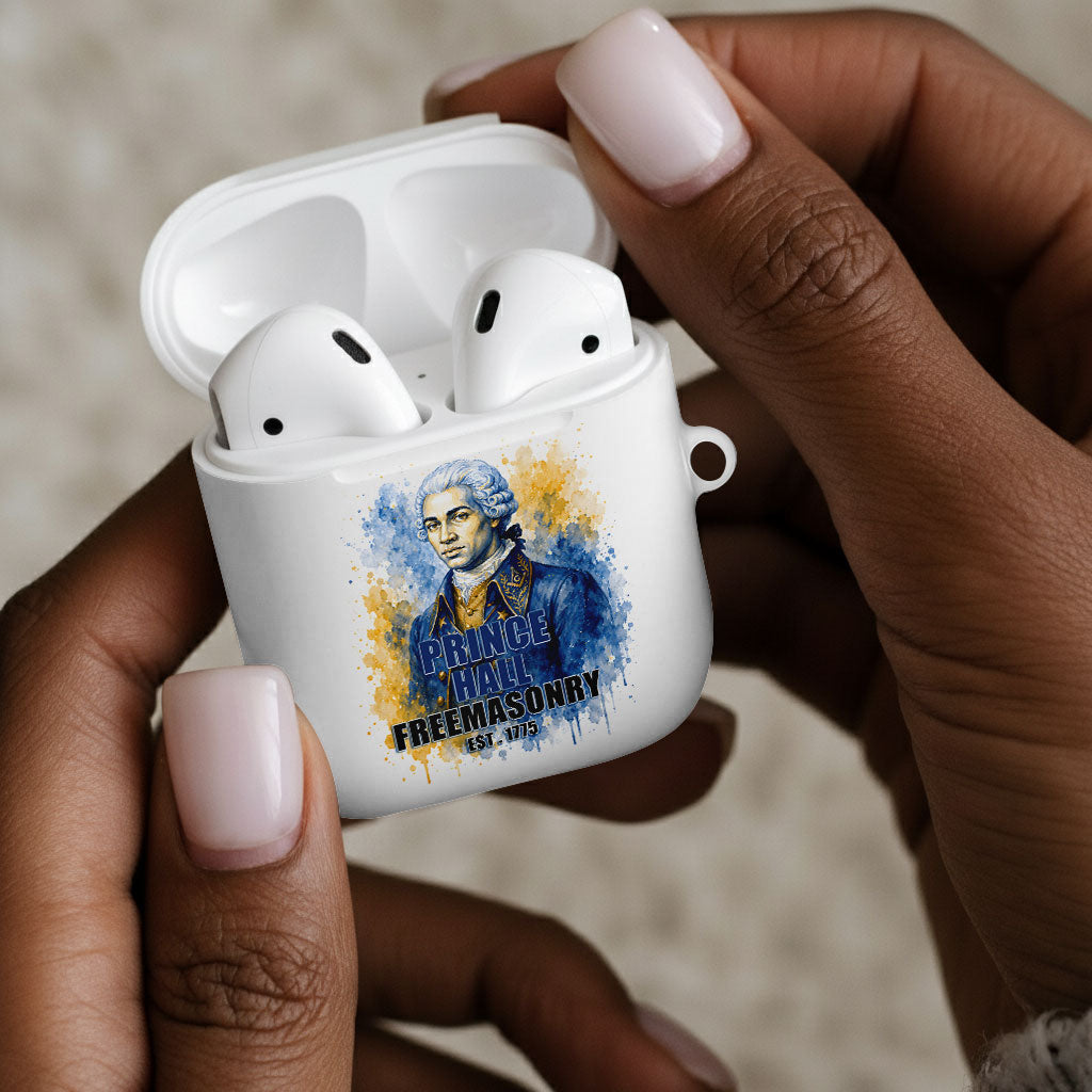 Prince Hall Freemasonry AirPods Case Square And Compass Letter G Watercolor Portrait Art