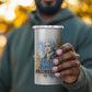 Prince Hall Freemasonry 4 in 1 Can Cooler Tumbler Square And Compass Letter G Watercolor Portrait Art