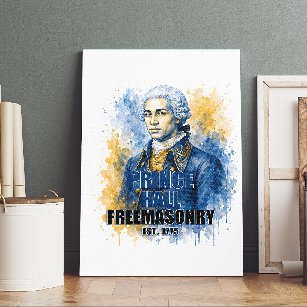 Prince Hall Freemasonry Canvas Wall Art Square And Compass Letter G Watercolor Portrait Art