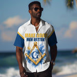 Prince Hall Freemasonry Hawaiian Shirt Square And Compass Letter G Watercolor Portrait Art
