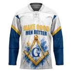 Prince Hall Freemasonry Hockey Jersey Square And Compass Letter G Watercolor Portrait Art