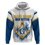 Prince Hall Freemasonry Hoodie Square And Compass Letter G Watercolor Portrait Art