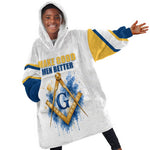 Prince Hall Freemasonry Kid Wearable Blanket Hoodie Square And Compass Letter G Watercolor Portrait Art