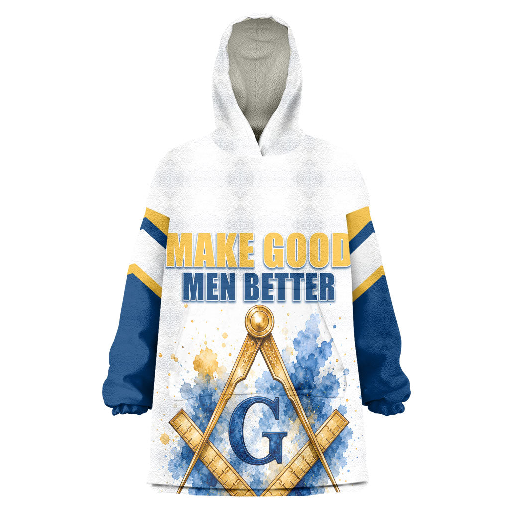 Prince Hall Freemasonry Kid Wearable Blanket Hoodie Square And Compass Letter G Watercolor Portrait Art