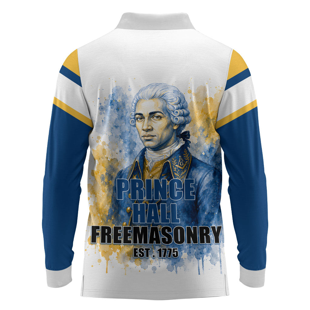 Prince Hall Freemasonry Long Sleeve Polo Shirt Square And Compass Letter G Watercolor Portrait Art