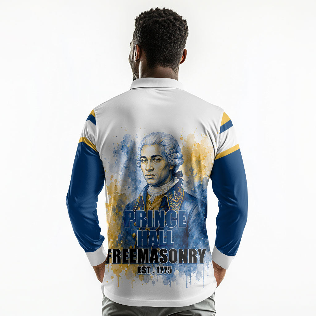 Prince Hall Freemasonry Long Sleeve Polo Shirt Square And Compass Letter G Watercolor Portrait Art