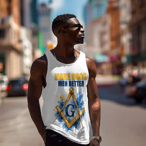Prince Hall Freemasonry Men Tank Top Square And Compass Letter G Watercolor Portrait Art