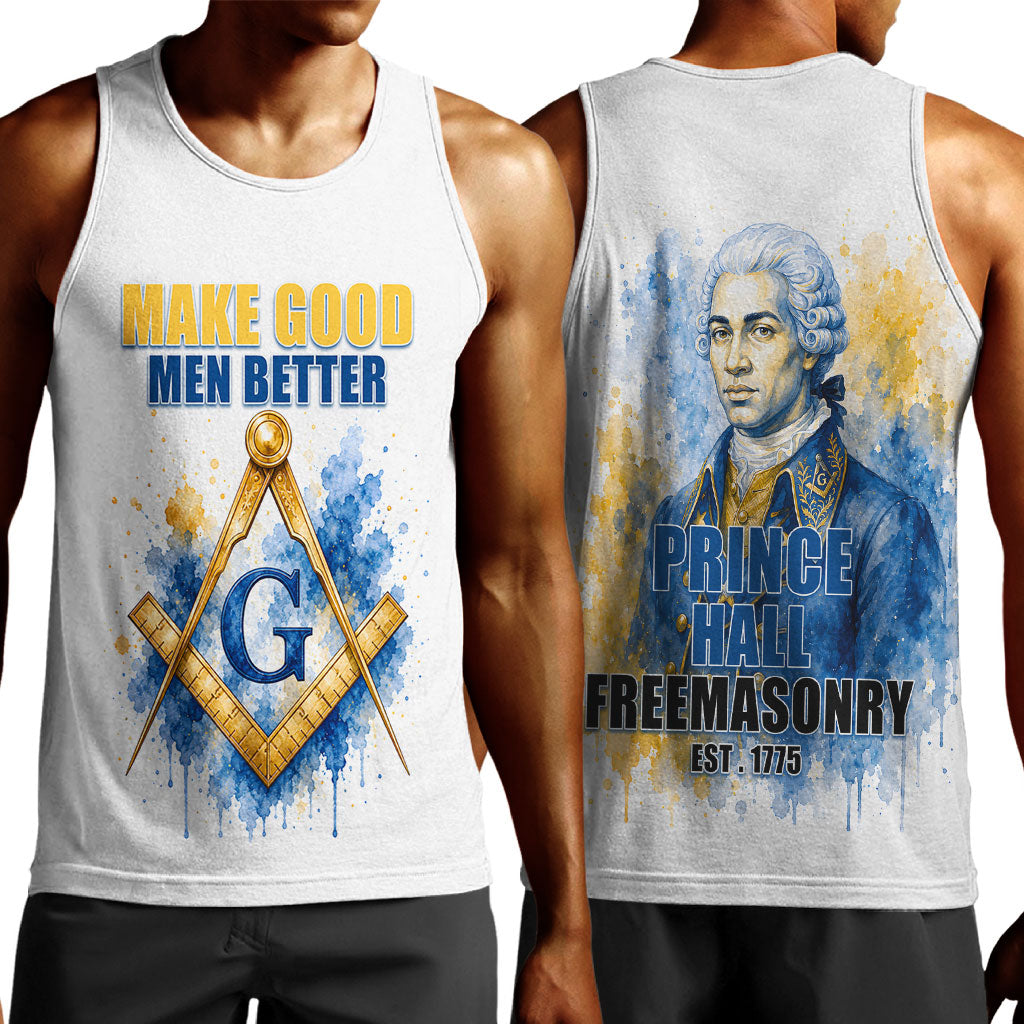 Prince Hall Freemasonry Men Tank Top Square And Compass Letter G Watercolor Portrait Art