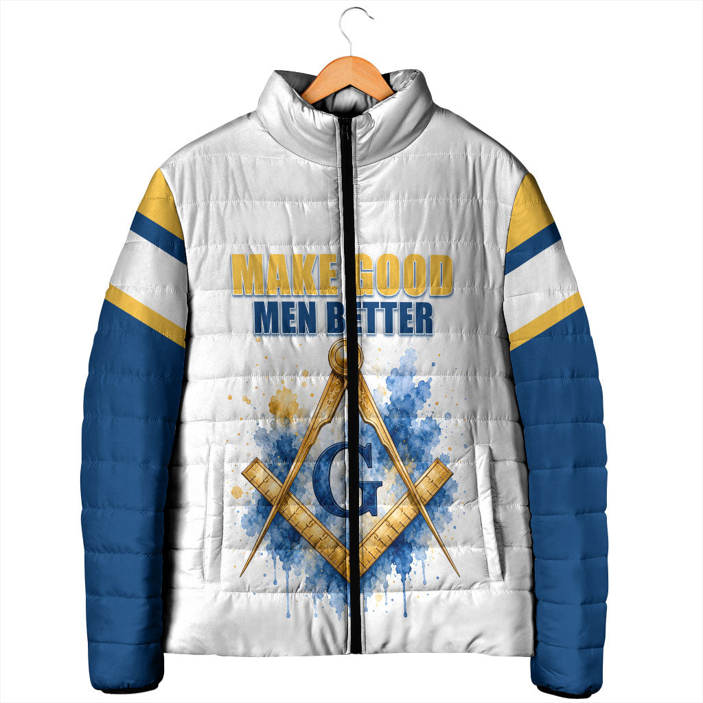 Prince Hall Freemasonry Padded Jacket Square And Compass Letter G Watercolor Portrait Art