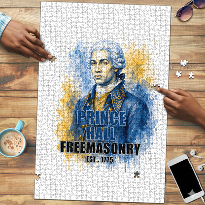Prince Hall Freemasonry Puzzle Square And Compass Letter G Watercolor Portrait Art
